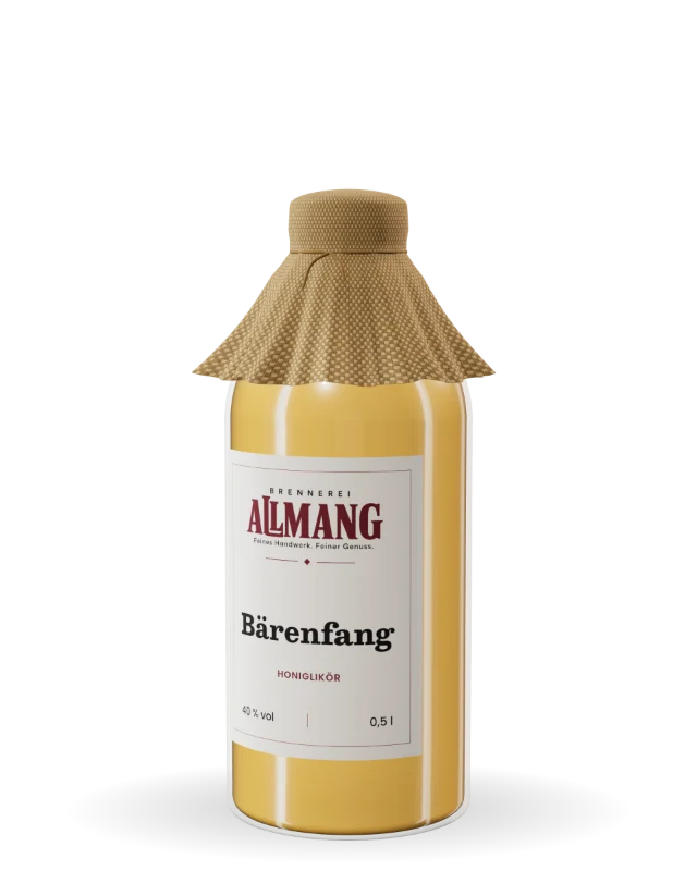 Bärenfang von ALLMANG, 40 % vol – Visualisierung der Flasche mit Etikett