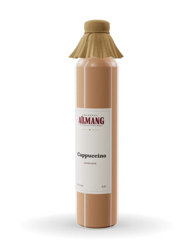 Cappuccino von ALLMANG, 15 % vol – Visualisierung der Flasche mit Etikett