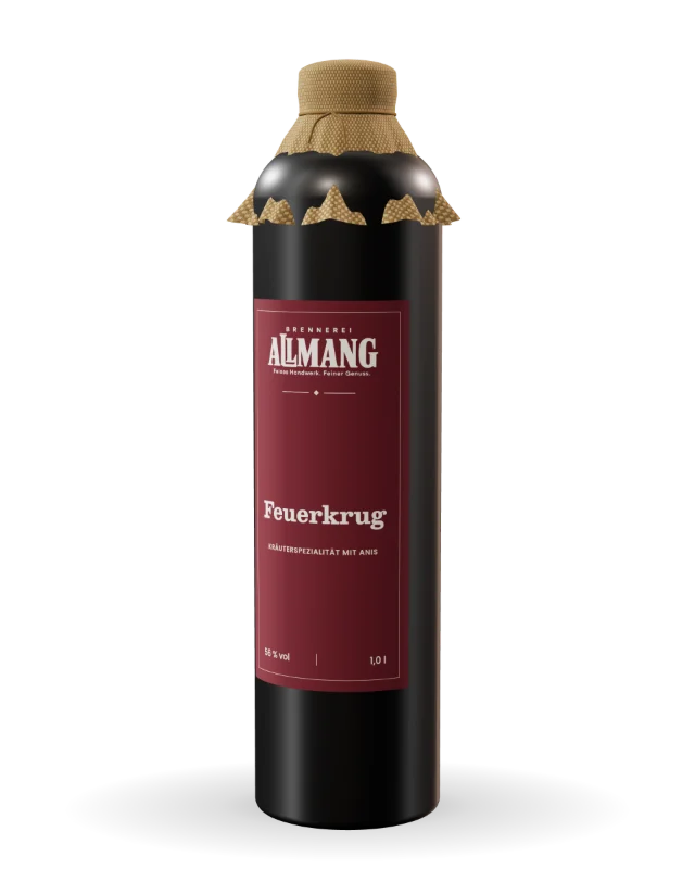 Feuerkrug Feuerkrug Kräuterschnaps mit Anis von ALLMANG, 56 % vol – Visualisierung der Flasche mit Etikett