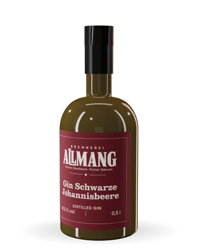 Gin Schwarze Johannisbeere Gin Schwarze Johannisbeere von ALLMANG, 41,5 % vol – Visualisierung der Flasche mit Etikett