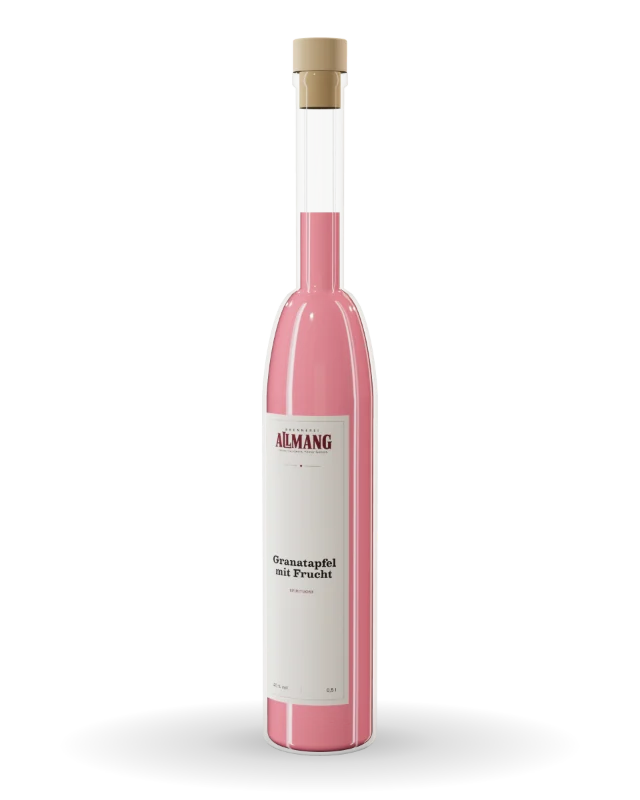 Granatapfel mit Frucht von ALLMANG, 40 % vol – Visualisierung der Flasche mit Etikett