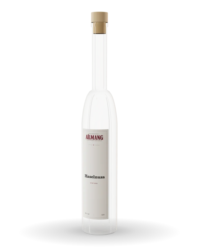 Haselnuss von ALLMANG, 35 % vol – Visualisierung der Flasche mit Etikett