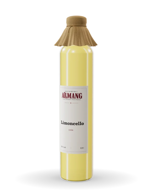 Limoncello von ALLMANG, 30 % vol – Visualisierung der Flasche mit Etikett