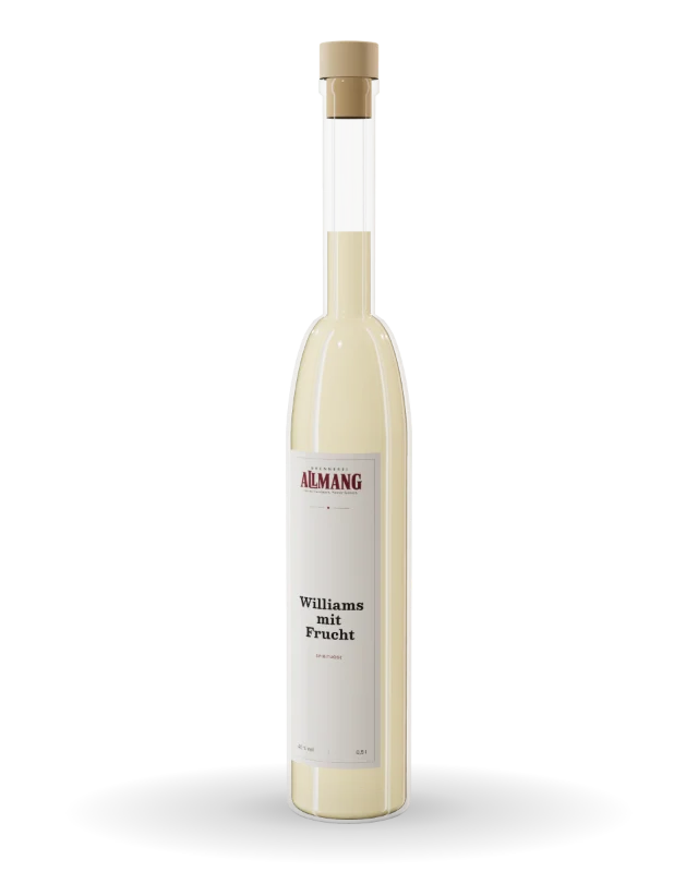 Williams mit Frucht Williams mit Frucht von ALLMANG, 40 % vol – Visualisierung der Flasche mit Etikett