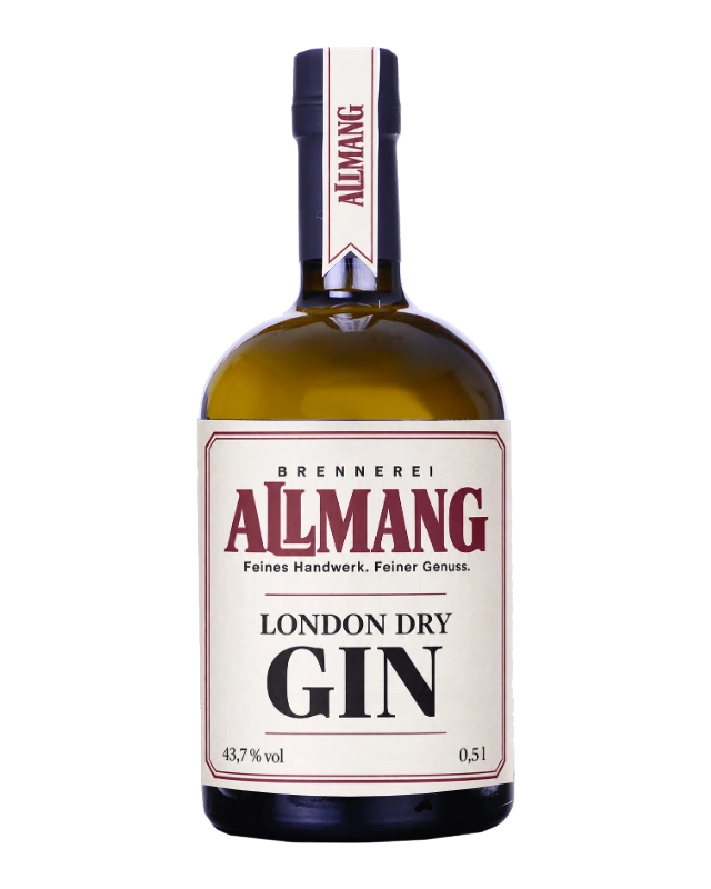 London Dry Gin London Dry Gin 0,5 l: originale fotografierte Flasche mit montiertem ALLMANG-Etikett